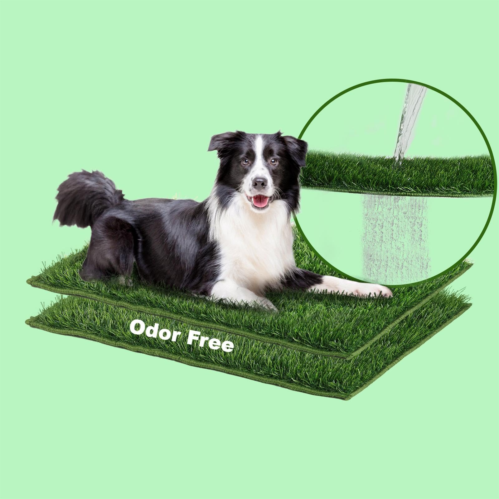 MEEXPAWS Dog Pee Grass Pad for Dogs Potty Large Super Absorbent & Odor Free Artificial Grass for Dogs PottyHemmed Edge Dog Potty Grass for Potty Training Fake Grass for Dog Outdoor Indoor
