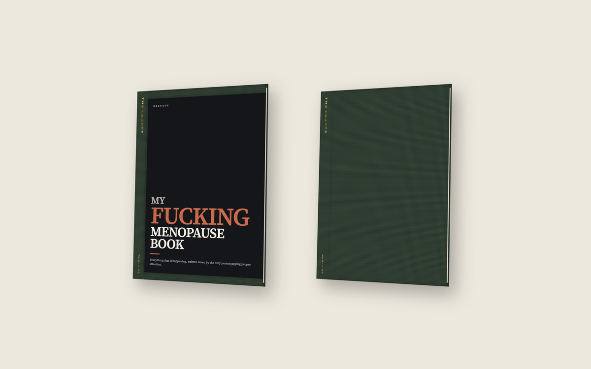 My Fucking Menopause Book, jacket on and jacket off